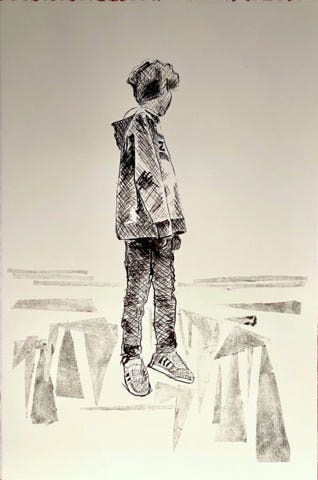 laurence de Saint Martin artiste affiche d&eacute;co peinture papier dessin po&eacute;sie encre porte espagne s&eacute;ville st