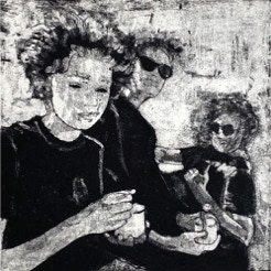 gravure noir et blanc plage famille estampe eau-forte aquatinte laurence de Saint Martin artiste yvelines estampes