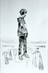 gravure noir et blanc plage famille estampe eau-forte aquatinte laurence de Saint Martin artiste yvelines estampes