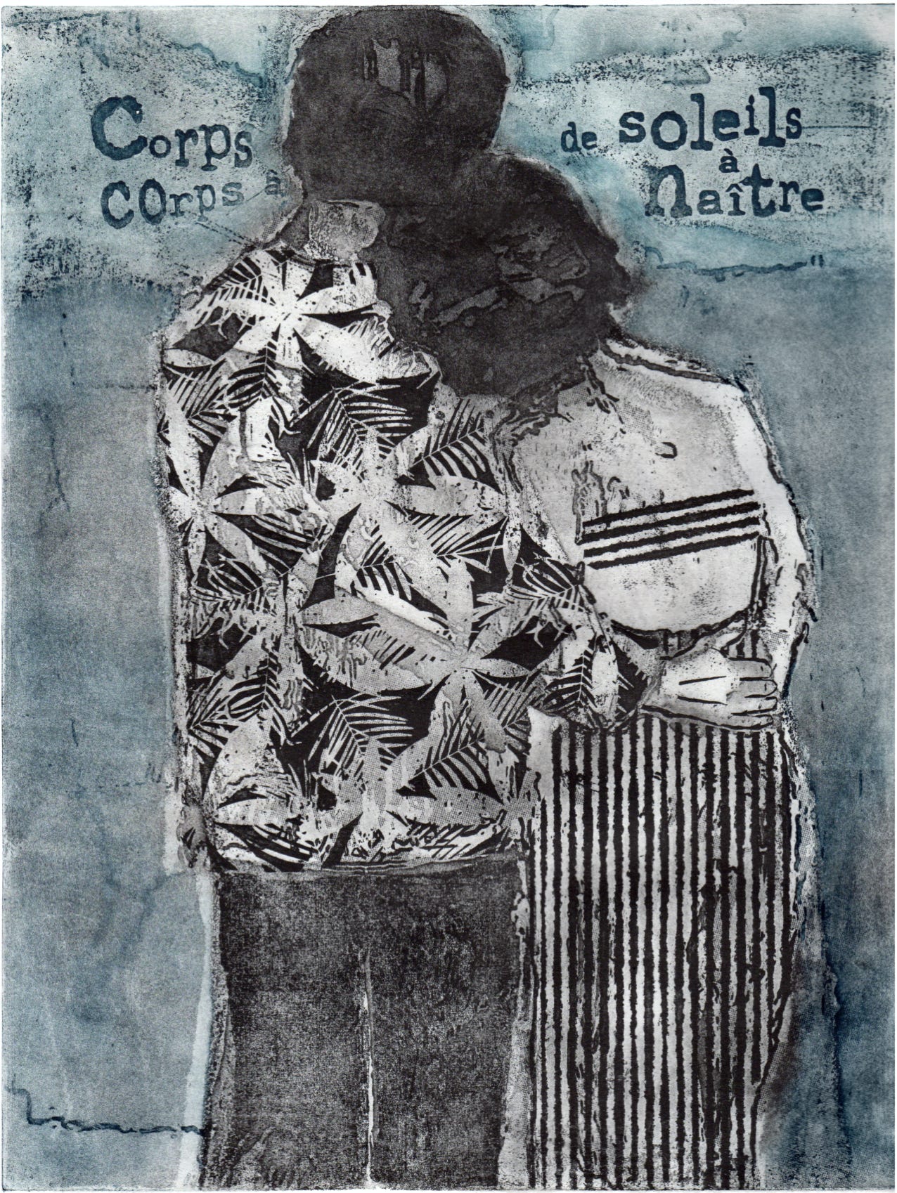 gravure noir et blanc plage famille estampe eau-forte aquatinte laurence de Saint Martin artiste yvelines estampes