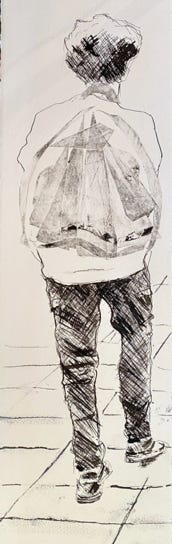 laurence de Saint Martin artiste affiche d&eacute;co peinture dessin encre histoire sans parole suis-moi eau-forte estampe noir cuivre papier